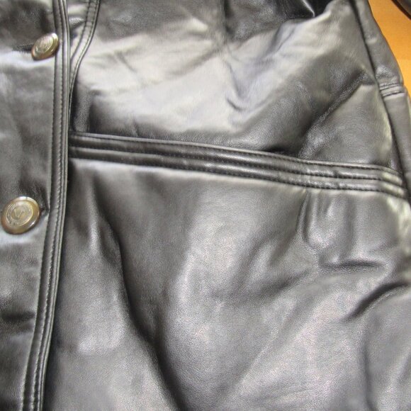 V Faux Leather Black Jacket, Black Shearling Lined, Made in Italy, NWT XL J119 - Picture 6 of 11